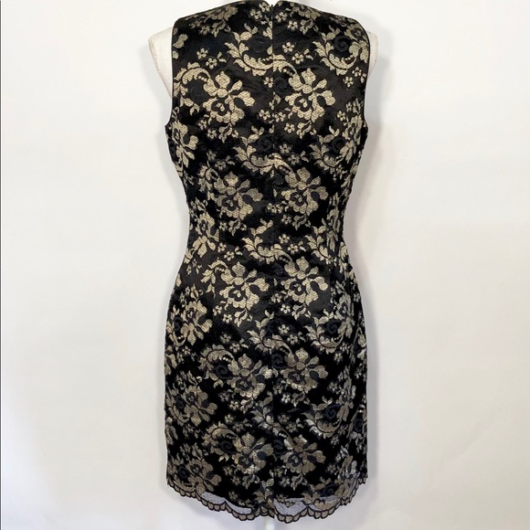 Hugo Buscati Black & Gold Sleeveless Lace Dress - Picture 4 of 8